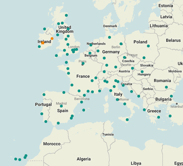 aer lingus route map north america airports