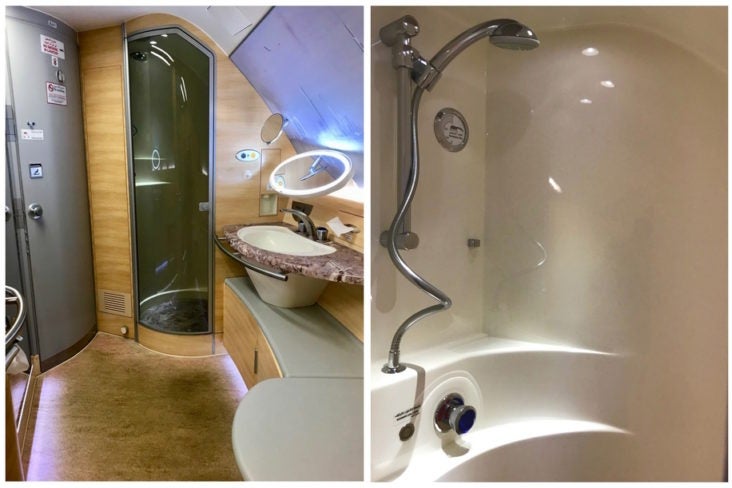 Emirates First Class A380 - Bathroom and Shower Emirates First Class A380 - Bathroom and Shower
