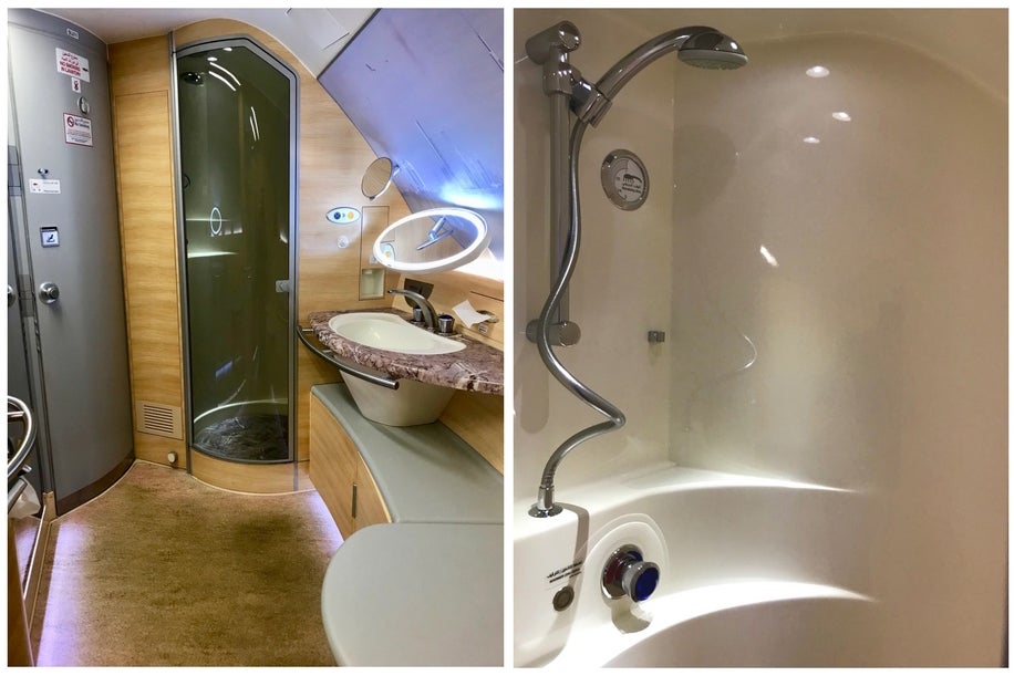 Emirates First Class A380 - Bathroom and Shower
