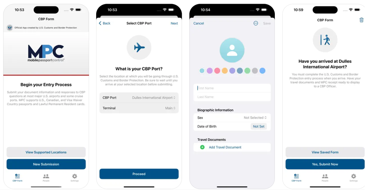 Mobile Passport Control iPhone screenshots