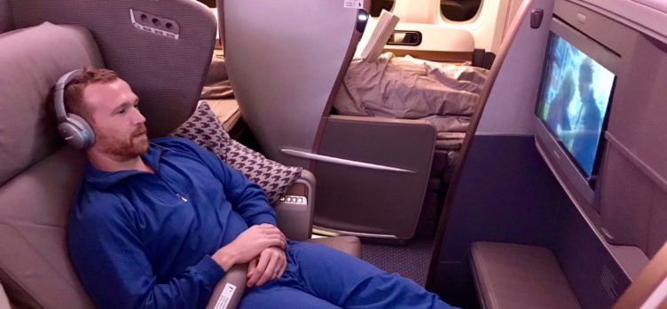 Singapore Airlines Business Class 777 - Relaxing With A Movie
