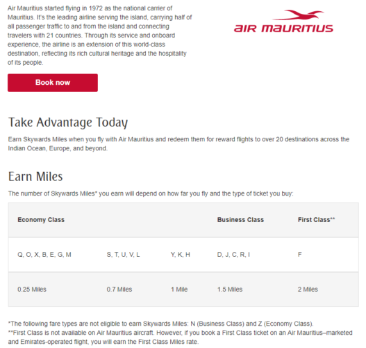 Earn Skywards with Air Mauritius Earn Skywards with Air Mauritius
