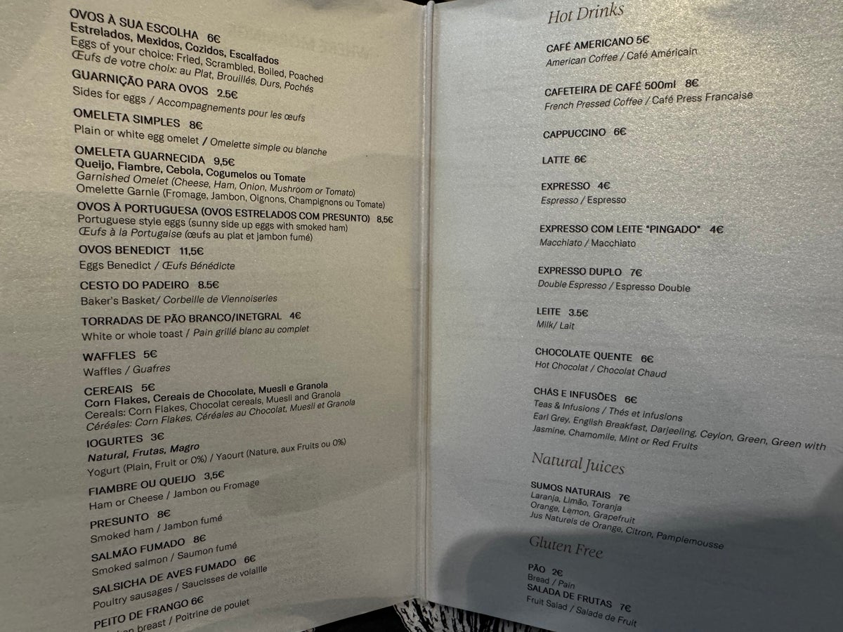 Accor Sofitel Lisbon Liberdade Matiz Restaurant breakfast menu