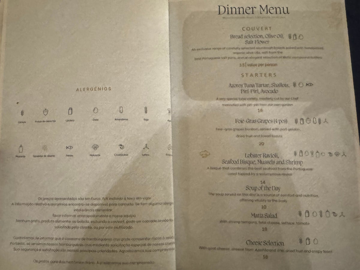 Accor Sofitel Lisbon Liberdade Matiz Restaurant dinner menu