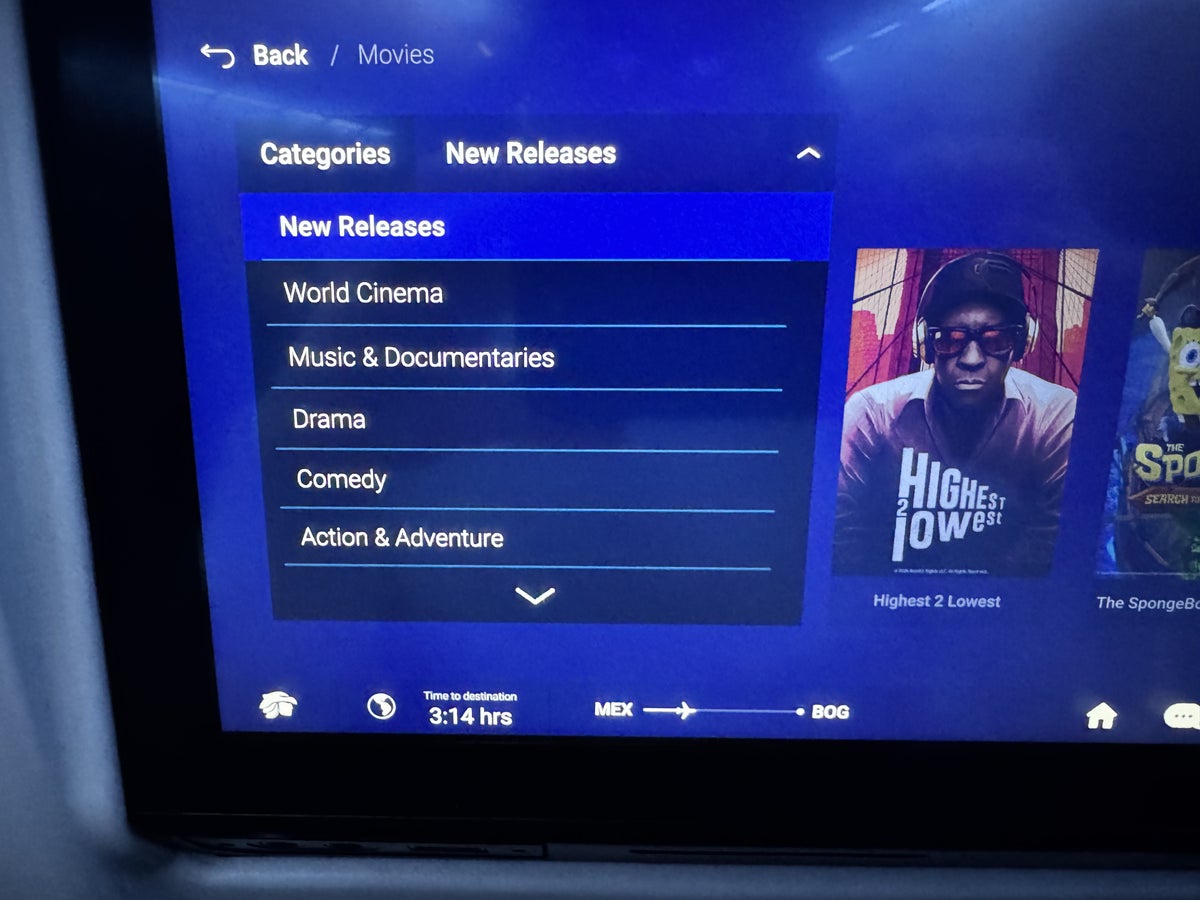 Aeromexico B7378MAX IFE Movies Menu