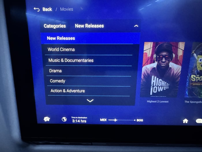 Aeromexico B7378MAX IFE Movies Menu