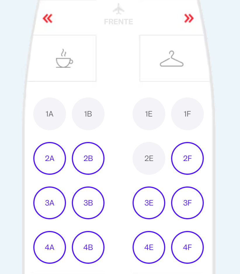 Aeromexico seat map B737MAX8 business class