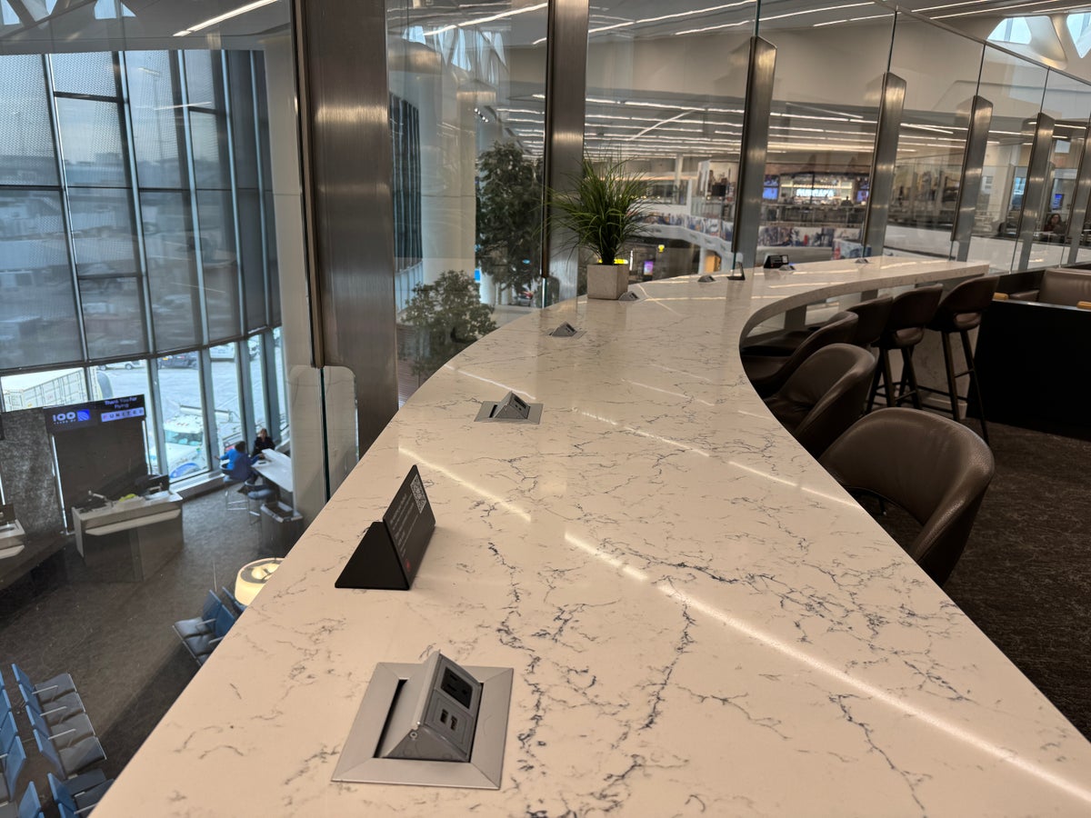 Air Canada Maple Leaf Lounge LGA counter seating terminal