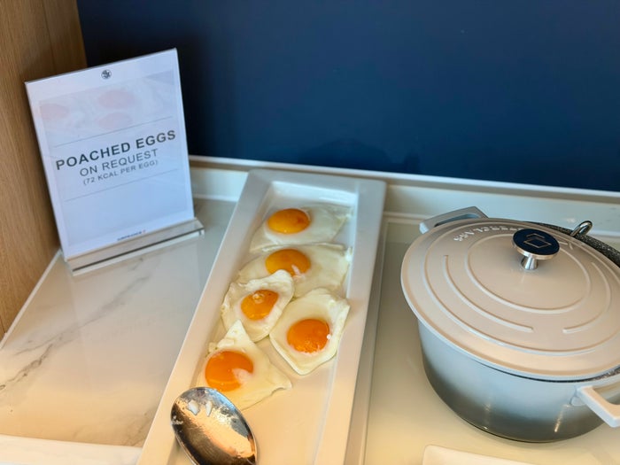 Air France Lounge London Heathrow LHR breakfast eggs Air France Lounge London Heathrow LHR breakfast eggs