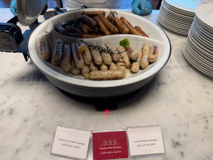 Al Mourjan Lounge DOH buffet sausages Al Mourjan Lounge DOH buffet sausages
