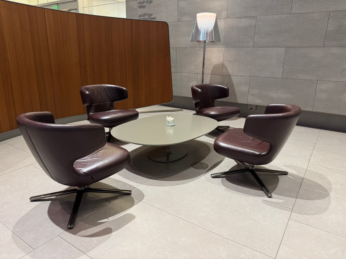 Al Mourjan Lounge DOH seating groups near bathrooms