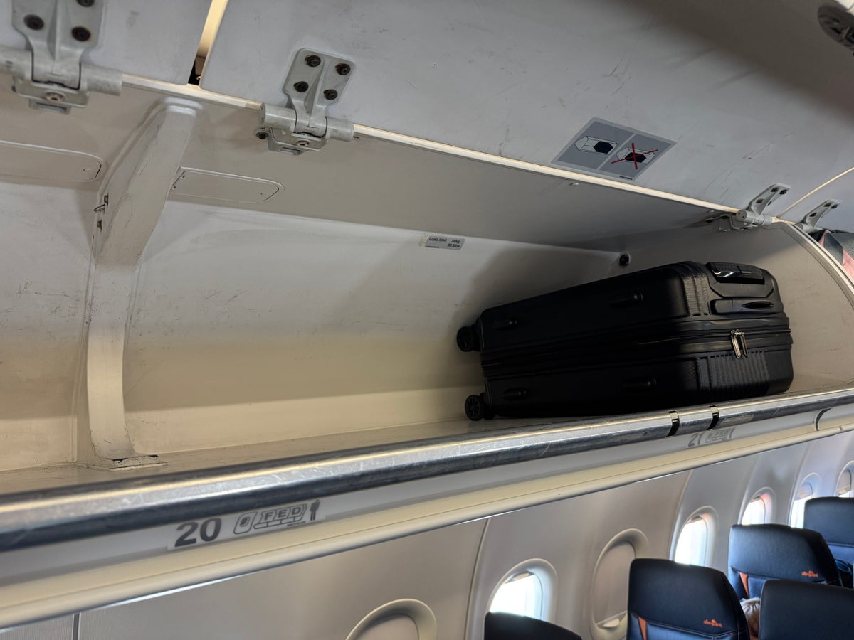 Allegiant A320 AVL HOU overhead bin