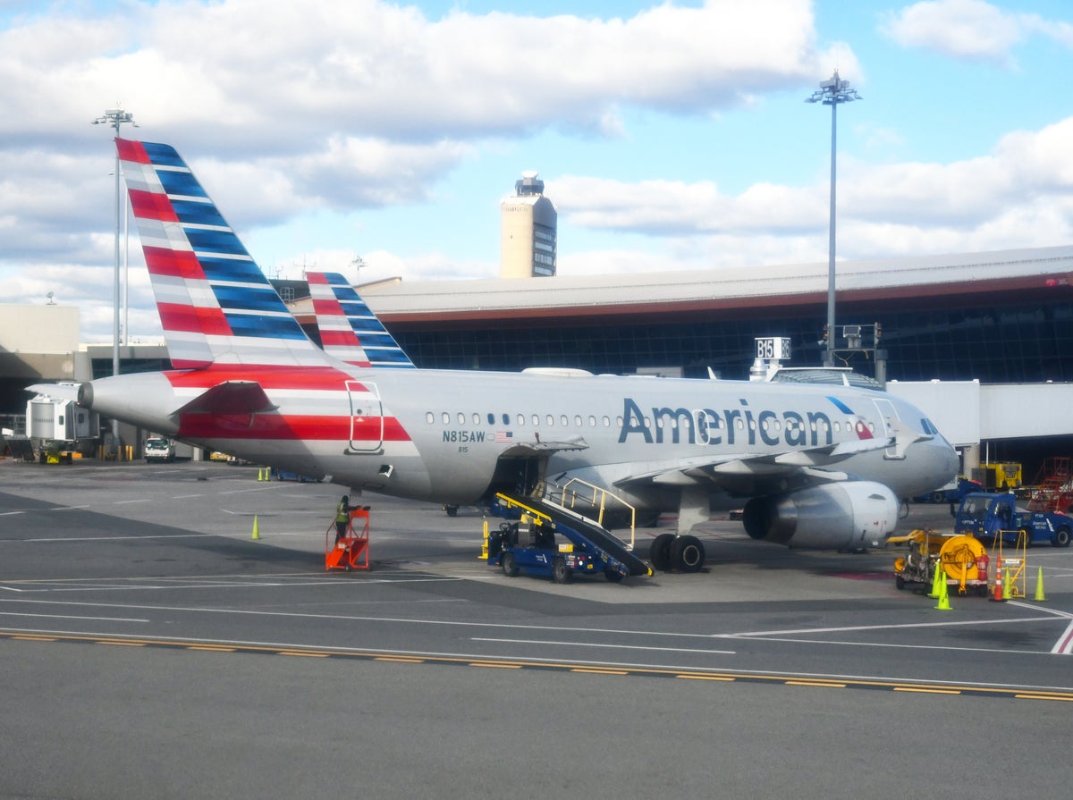 American Airlines A319 docked Boston