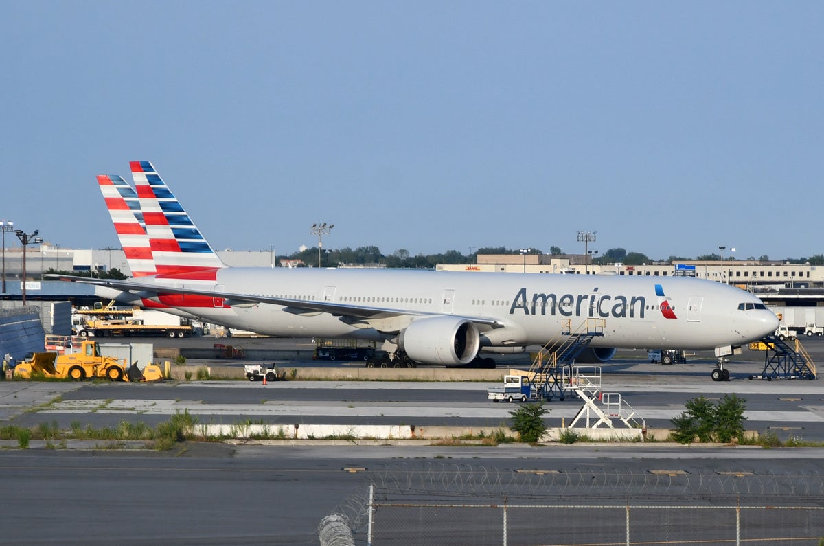 American Airlines Boeing 777-300ER Parked at a Remote Stand at New York (JFK)