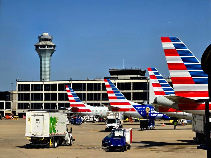 American Airlines planes at ORD