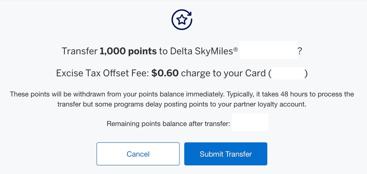 American Express Membership Rewards Transfer to Delta confirmation