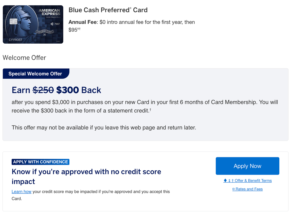 Amex Blue Cash Preferred 300 offer November 11 2025