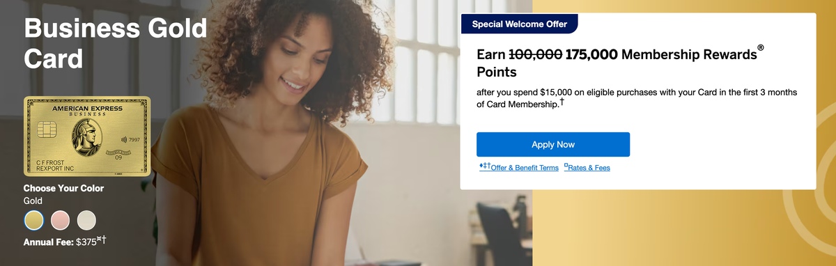 Amex Business Gold Card 175k offer July 31 2025