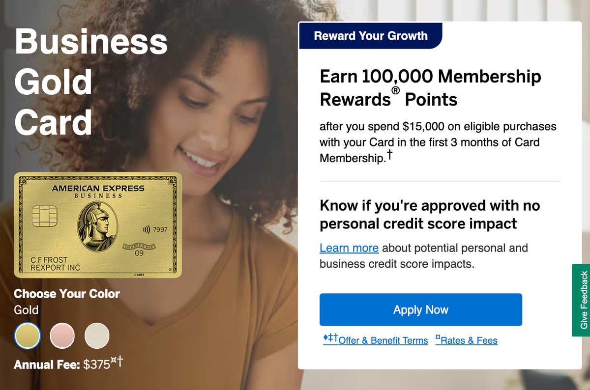 Amex Business Gold card 100k offer Sep 1 2025