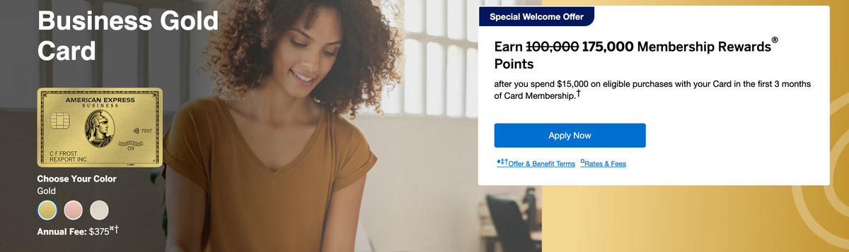Amex Business Gold card 175k offer October 7 2025