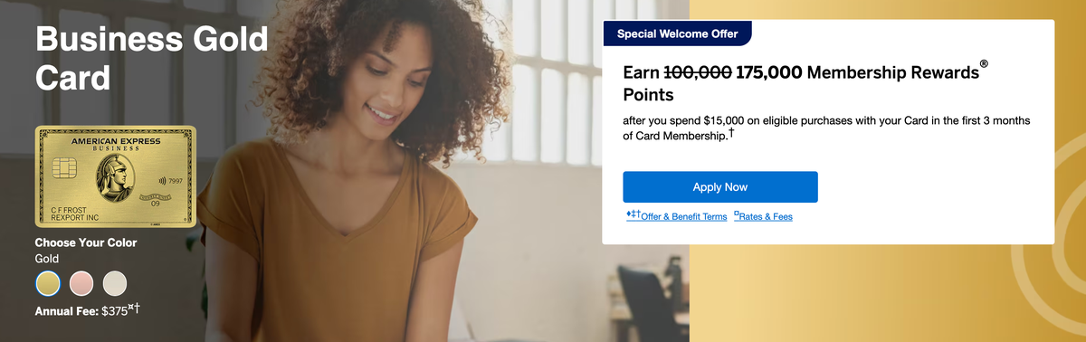 Amex Business Gold card 175k offer Sep 1 2025