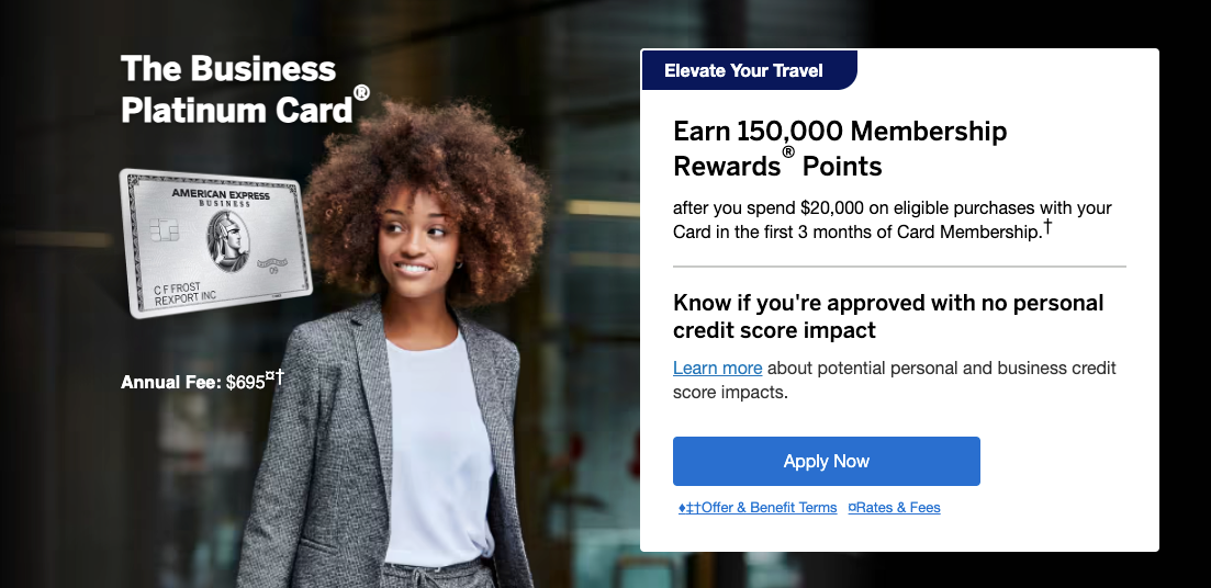 Amex Business Platinum Card 150k offer July 21 2025