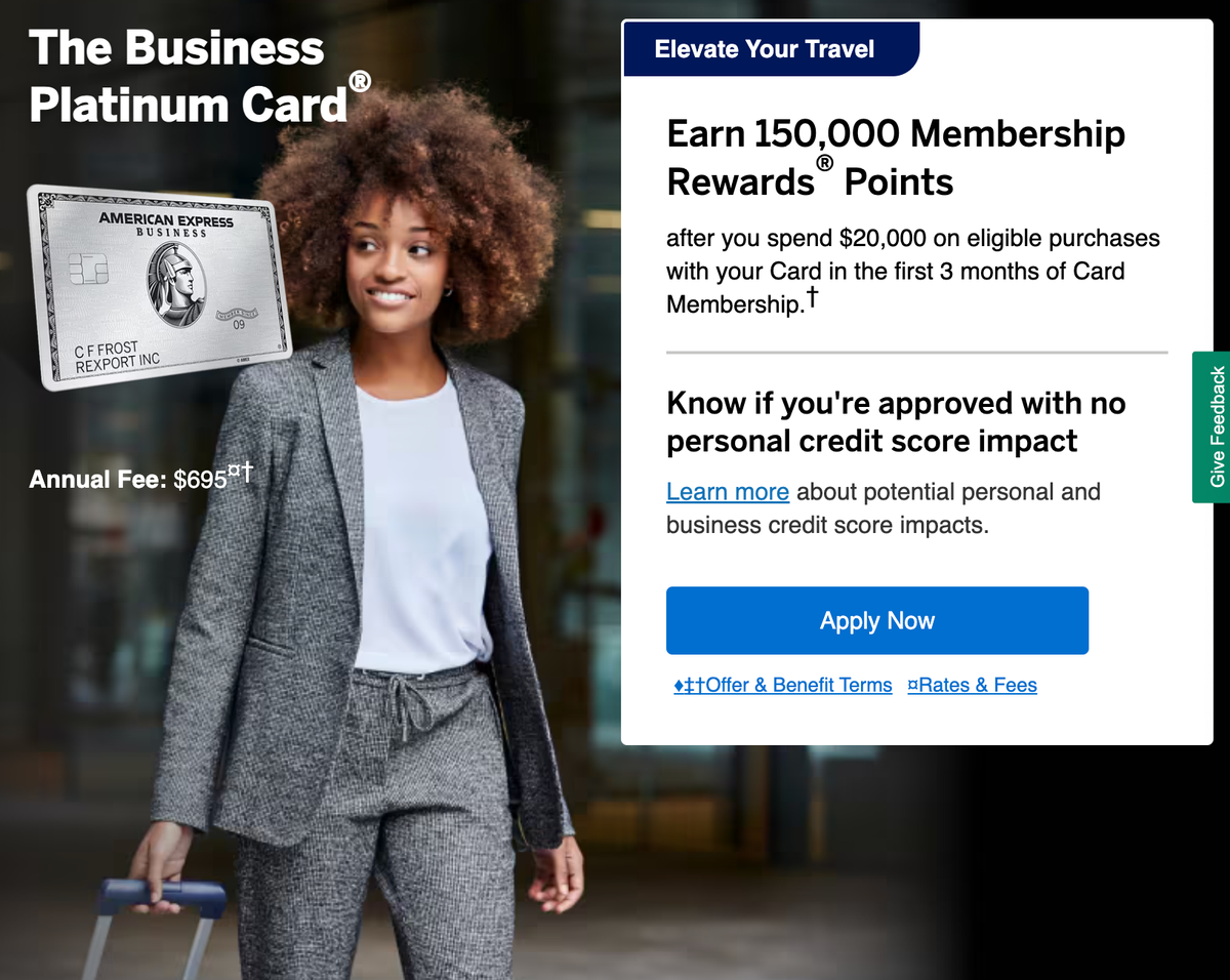 Amex Business Platinum card 150k offer Sep 1 2025