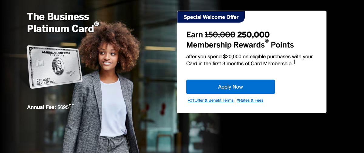 Amex Business Platinum card 250k offer July 31 2025