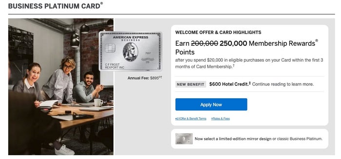 Amex Business Platinum card 250k offer March 16 2026 Amex Business Platinum card 250k offer March 16 2026
