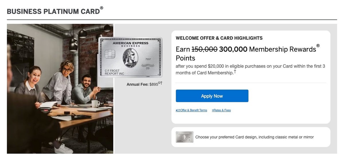 Amex Business Platinum card 300k offer April 21 2026