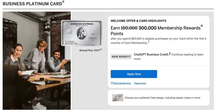 Amex Business Platinum card 300k offer July 29 2026