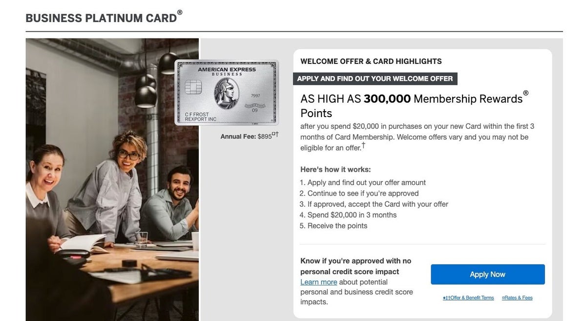 Amex Business Platinum card 300k offer May 5 2026
