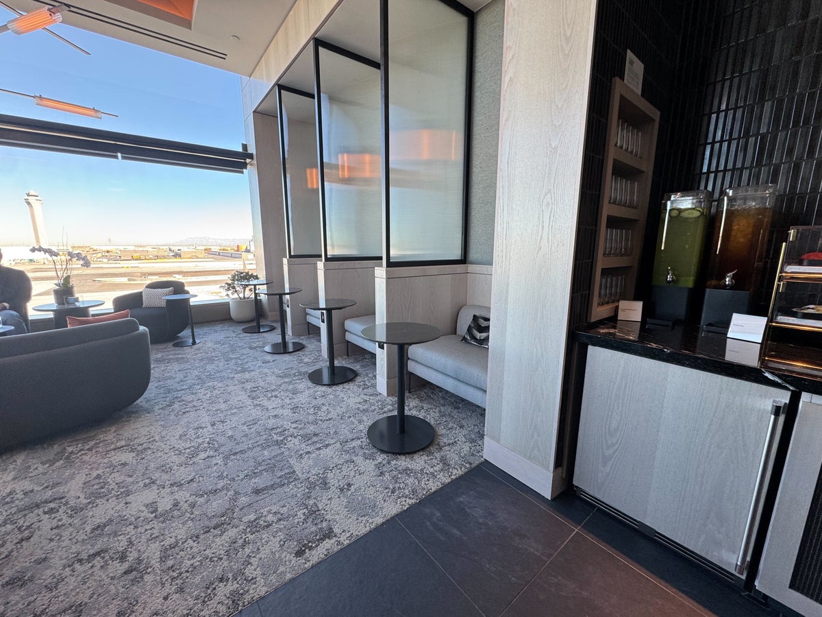 Amex Centurion Lounge SLC Centurion Area wall seating Amex Centurion Lounge SLC Centurion Area wall seating