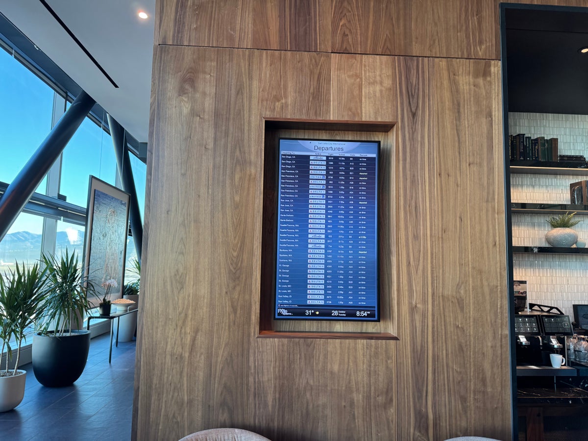 Amex Centurion Lounge SLC Departure Board Amex Centurion Lounge SLC Departure Board