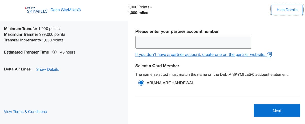 Amex Membership Rewards link rewards account