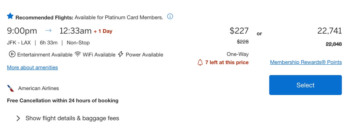 Amex Pay with Points JFK LAX