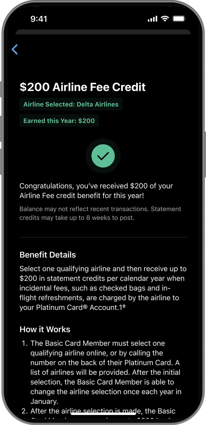 Amex mobile app update airline fee credit Amex mobile app update airline fee credit