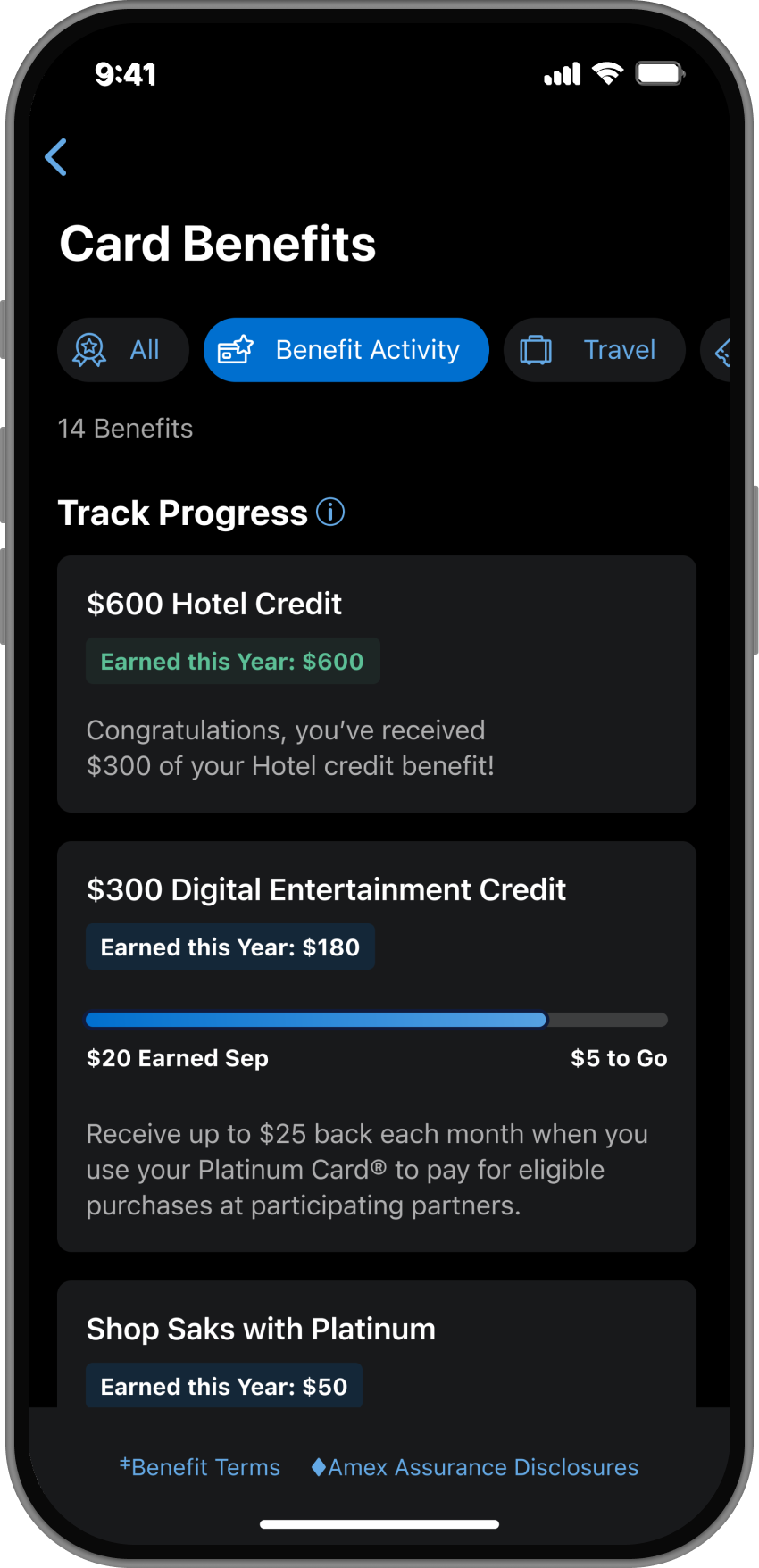 Amex new mobile app benefit tracker