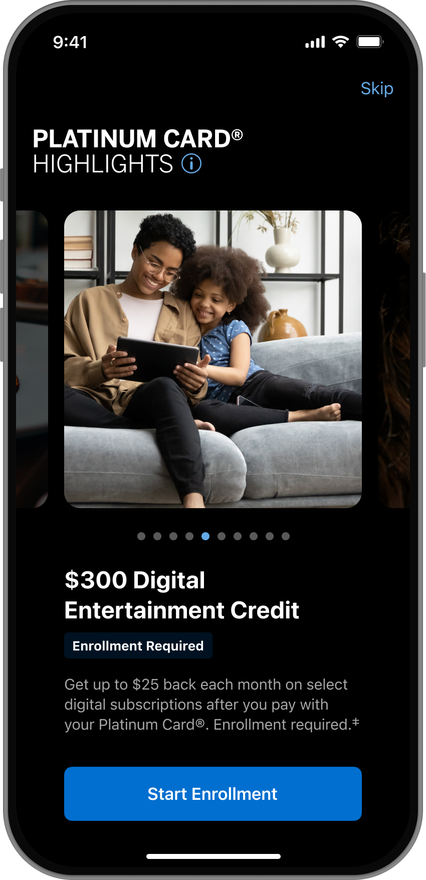 Amex new mobile app enroll page