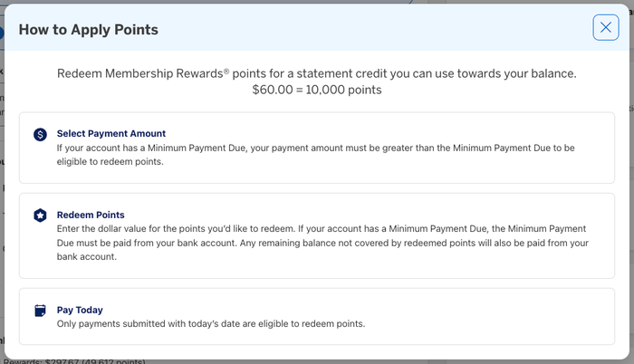 Amex points redemption payment details Amex points redemption payment details