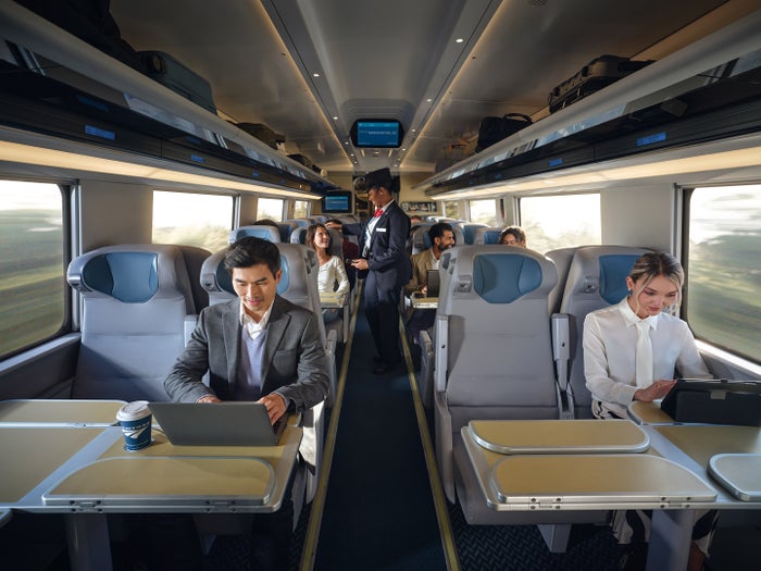 Amtrak NextGen Acela view up aisle Amtrak NextGen Acela view up aisle