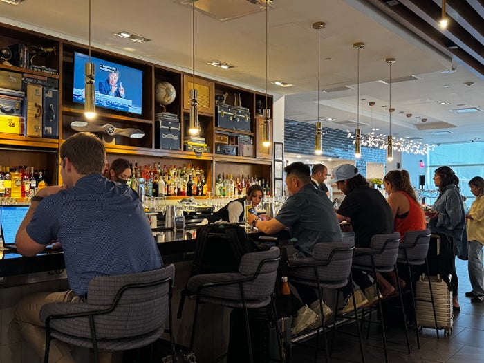 Centurion Lounge Las Vegas bar seating Centurion Lounge Las Vegas bar seating