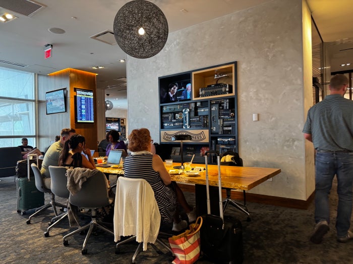 Centurion Lounge Las Vegas tv work table Centurion Lounge Las Vegas tv work table