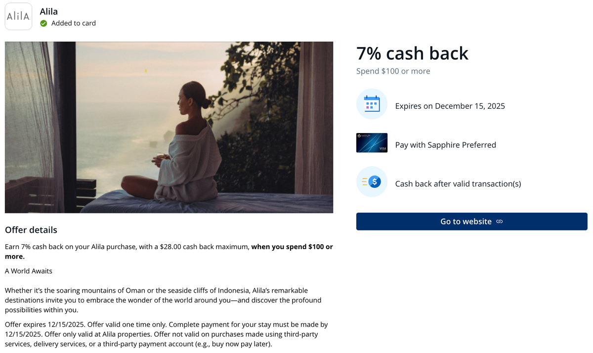 Chase Offer Hyatt Alila November 2025