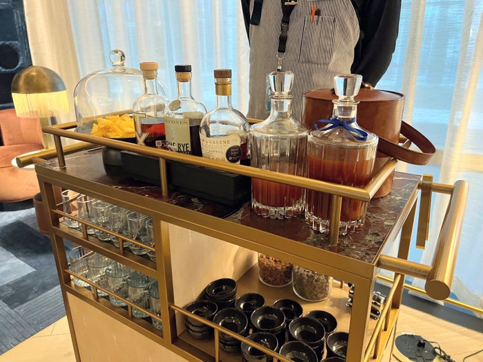 Chase Sapphire Lounge Dallas DFW whiskey bar cart