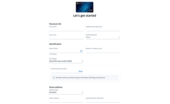 Chase Sapphire Preferred Card application page