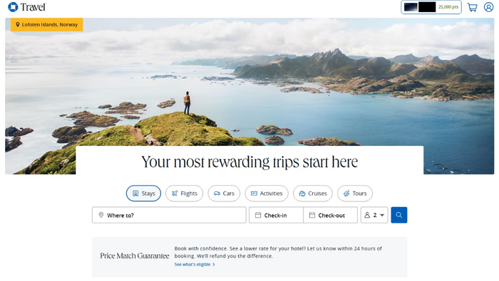Chase Travel price match mention Chase Travel price match mention