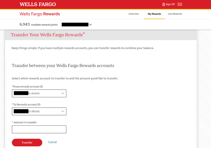 Combe Wells Fargo points