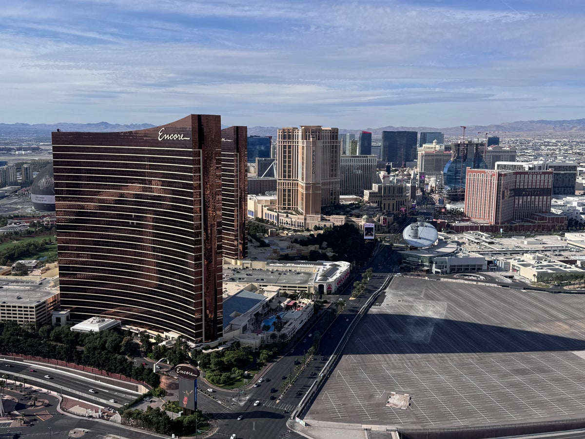 Conrad Las Vegas Club 66 breakfast aerial view of Encore and Las Vegas Strip