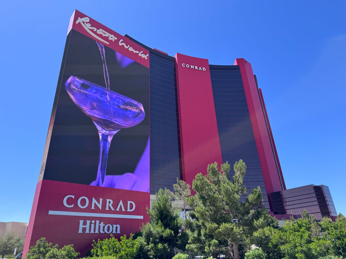 Conrad Las Vegas exterior building with champagne LED billboard